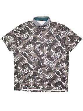 Greyson Golf Shirt Stretch Short Sleeve Polo Tropical Leaf Print Peru XL